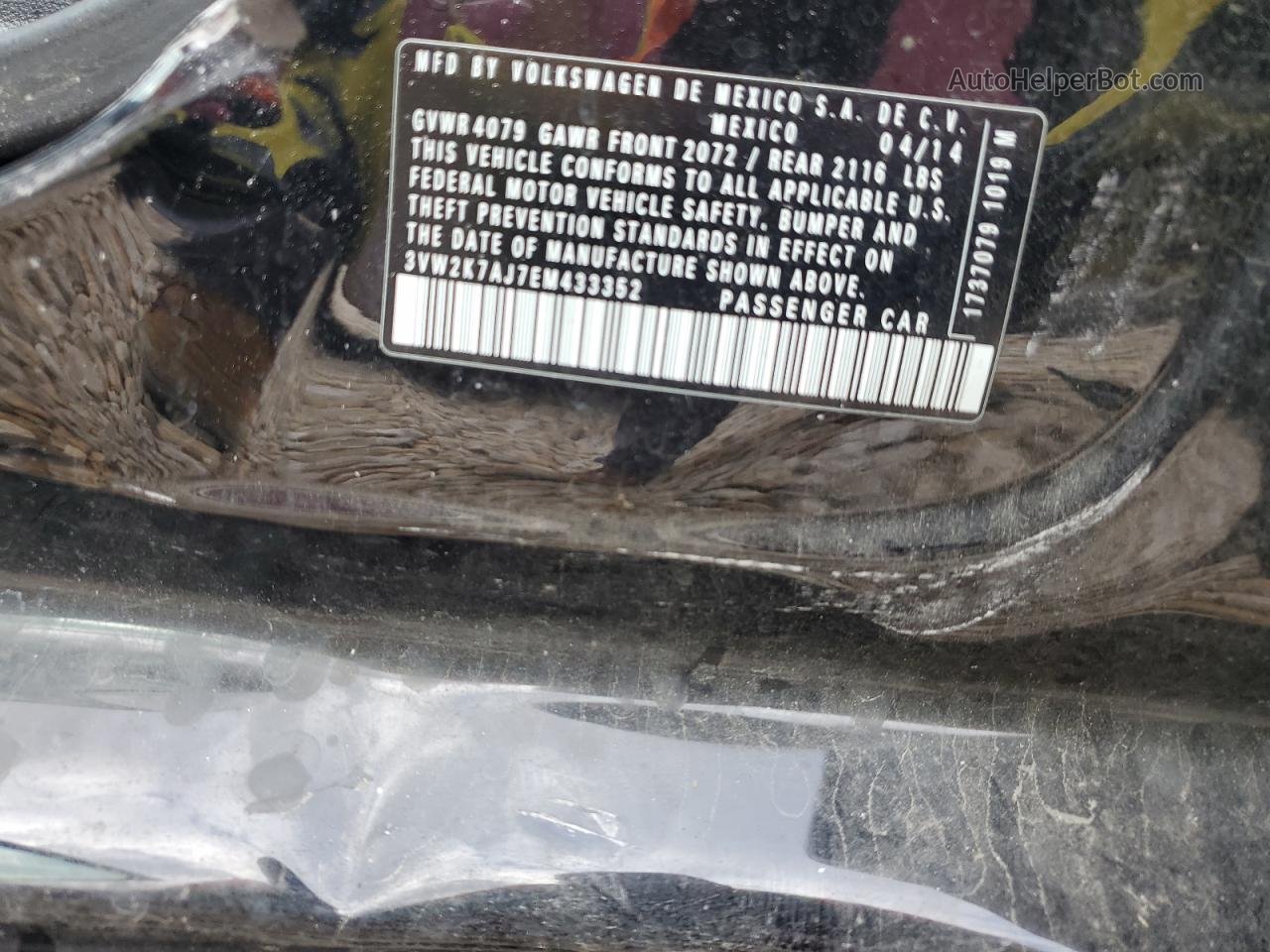 2014 Volkswagen Jetta Base Black vin: 3VW2K7AJ7EM433352