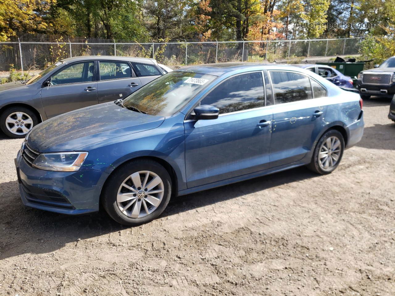 2015 Volkswagen Jetta Base Blue vin: 3VW2K7AJ8FM425195