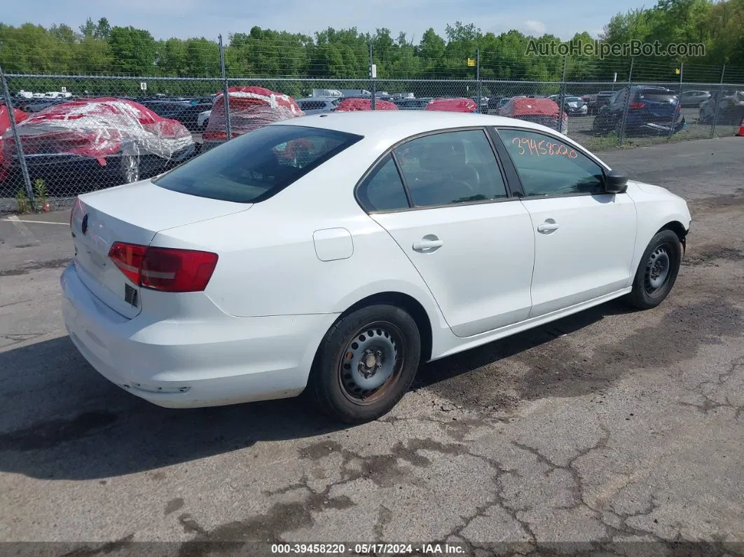 2015 Volkswagen Jetta 2.0l S White vin: 3VW2K7AJ9FM300495