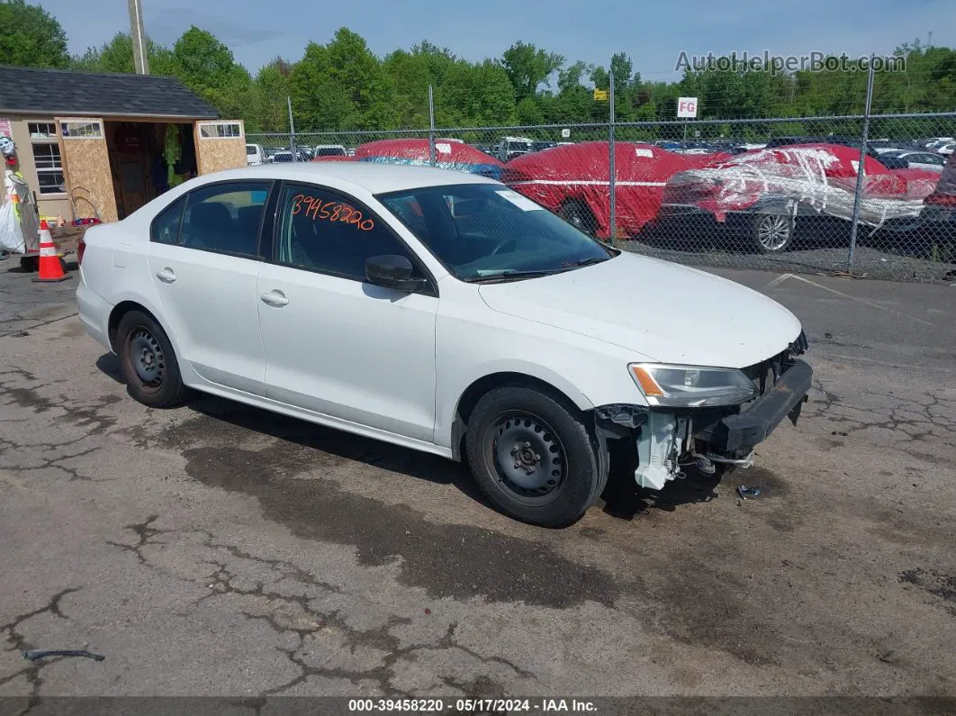 2015 Volkswagen Jetta 2.0l S White vin: 3VW2K7AJ9FM300495