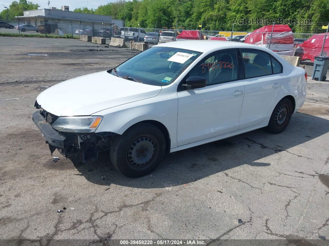 2015 Volkswagen Jetta 2.0l S White vin: 3VW2K7AJ9FM300495