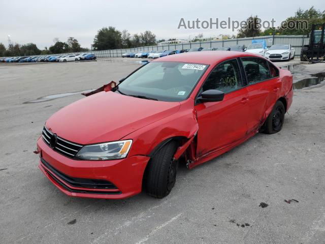 2015 Volkswagen Jetta Base Red vin: 3VW2K7AJ9FM407479