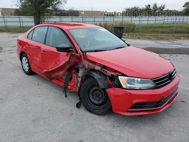 2015 Volkswagen Jetta Base Red vin: 3VW2K7AJ9FM407479