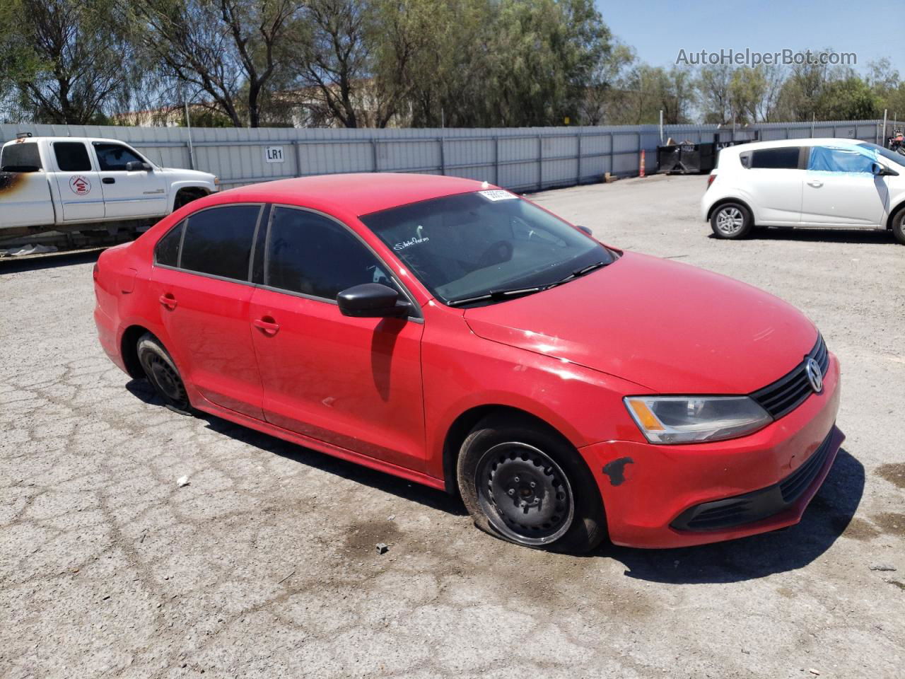 2013 Volkswagen Jetta Base Red vin: 3VW2K7AJXDM437569