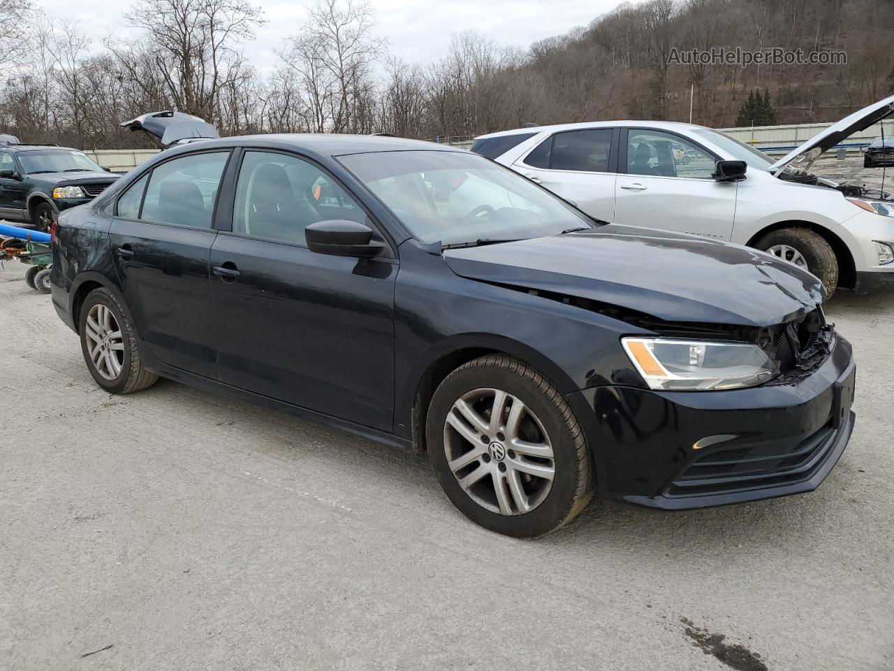 2015 Volkswagen Jetta Base Black vin: 3VW2K7AJXFM209834