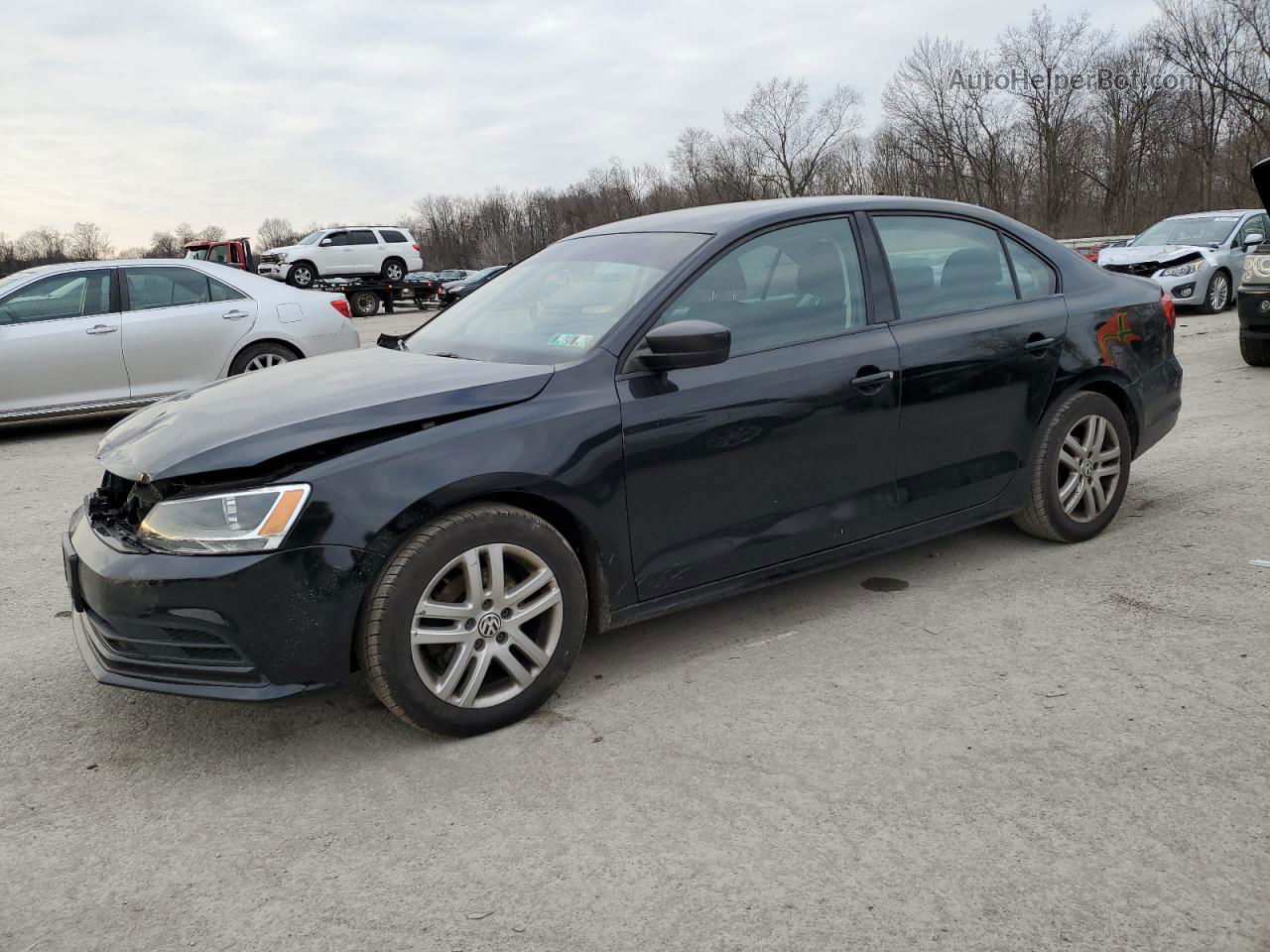 2015 Volkswagen Jetta Base Black vin: 3VW2K7AJXFM209834