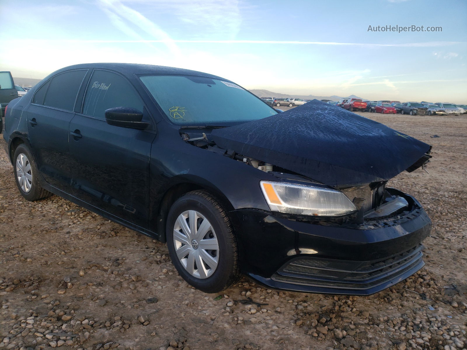 2015 Volkswagen Jetta Base Black vin: 3VW2K7AJXFM418412