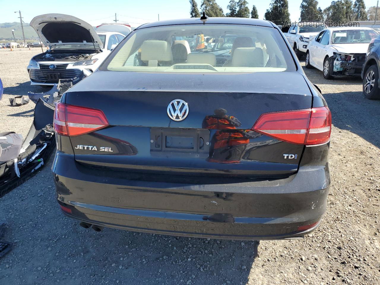 2015 Volkswagen Jetta Tdi Black vin: 3VW3A7AJ6FM409648