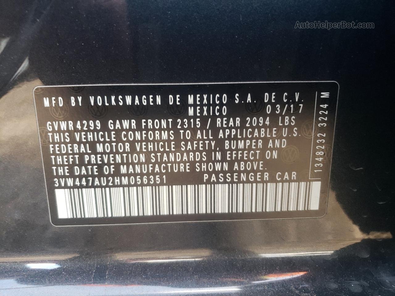 2017 Volkswagen Gti S/se Угольный vin: 3VW447AU2HM056351