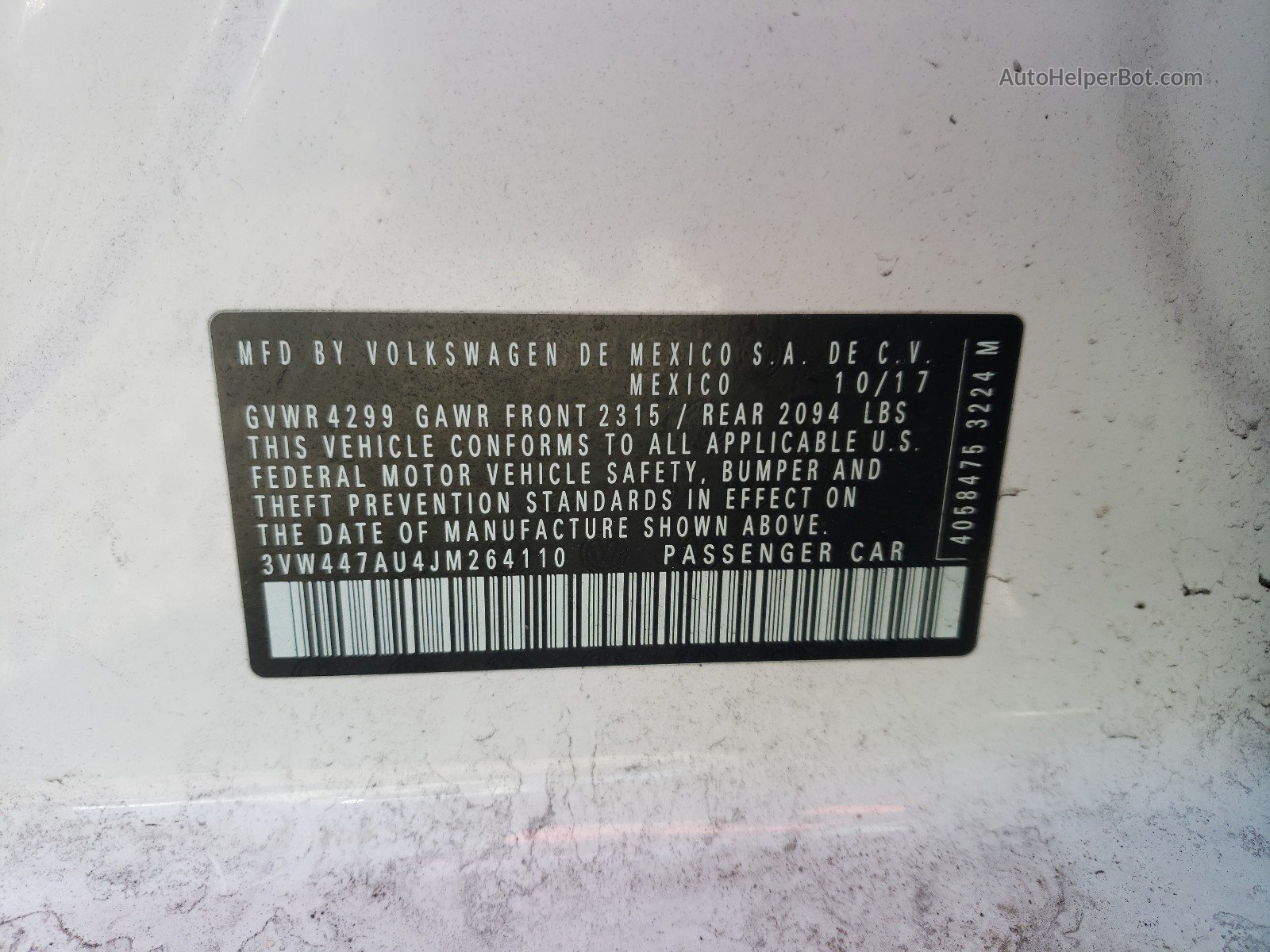 2018 Volkswagen Gti S/se White vin: 3VW447AU4JM264110