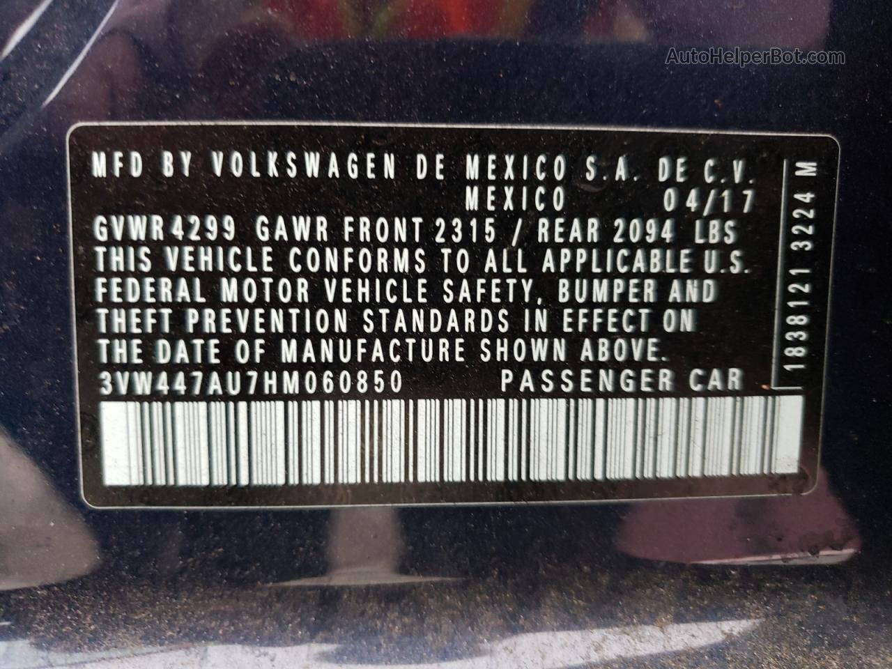 2017 Volkswagen Gti S/se Синий vin: 3VW447AU7HM060850