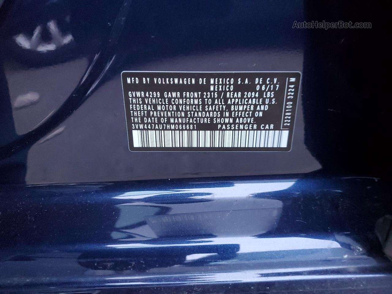 2017 Volkswagen Gti S/se Синий vin: 3VW447AU7HM066681