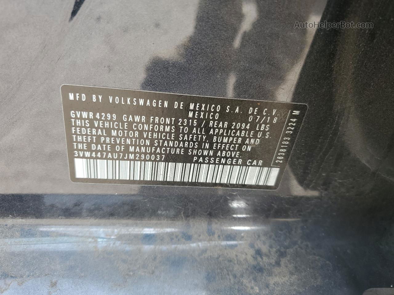 2018 Volkswagen Gti S/se Blue vin: 3VW447AU7JM290037