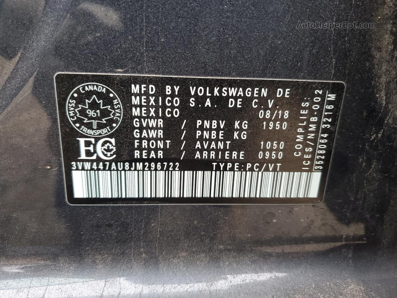 2018 Volkswagen Gti S/se Угольный vin: 3VW447AU8JM296722