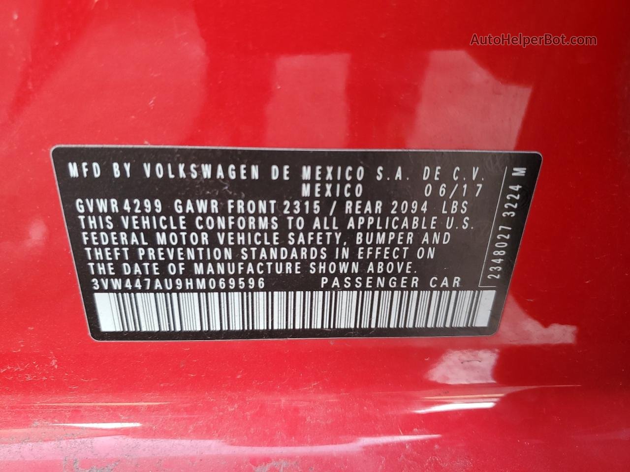 2017 Volkswagen Gti S/se Red vin: 3VW447AU9HM069596