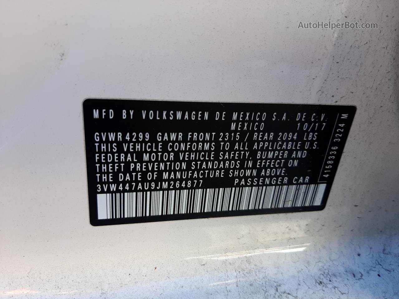2018 Volkswagen Gti S/se Белый vin: 3VW447AU9JM264877