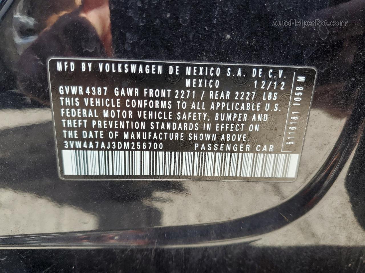 2013 Volkswagen Jetta Gli Black vin: 3VW4A7AJ3DM256700
