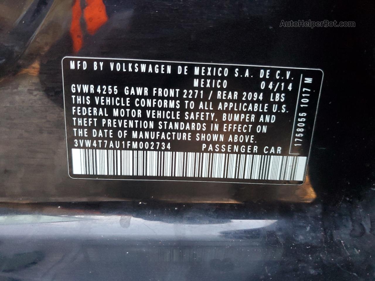 2015 Volkswagen Gti  Black vin: 3VW4T7AU1FM002734