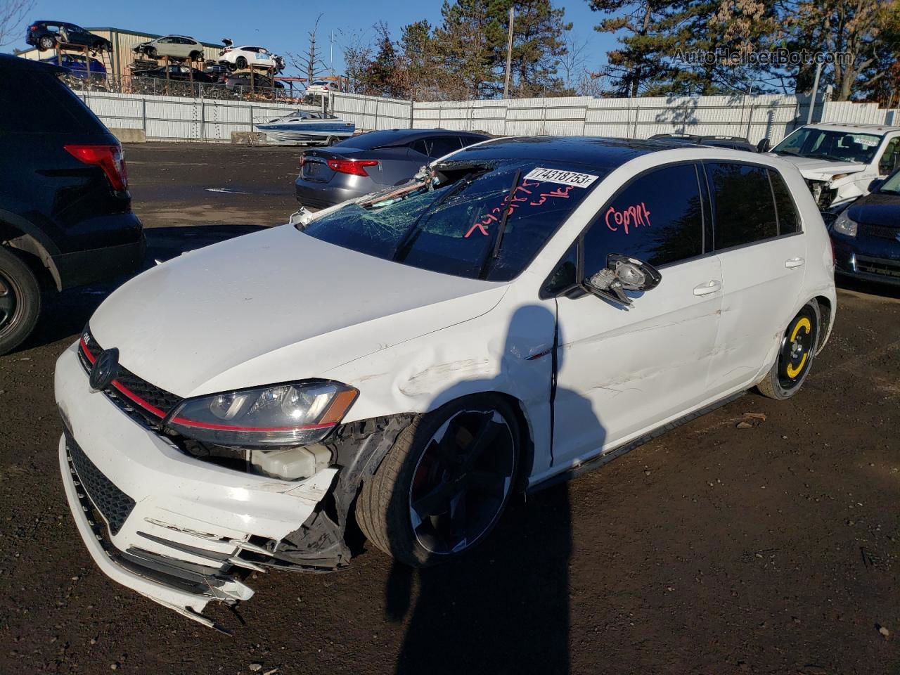 2015 Volkswagen Gti  White vin: 3VW4T7AU6FM056093