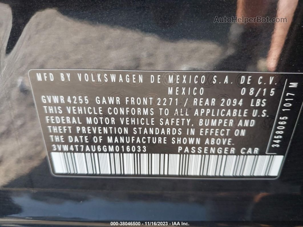 2016 Volkswagen Golf Gti Se 4-door Black vin: 3VW4T7AU6GM016033