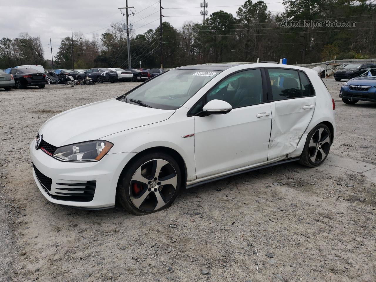 2015 Volkswagen Gti  White vin: 3VW4T7AUXFM098475