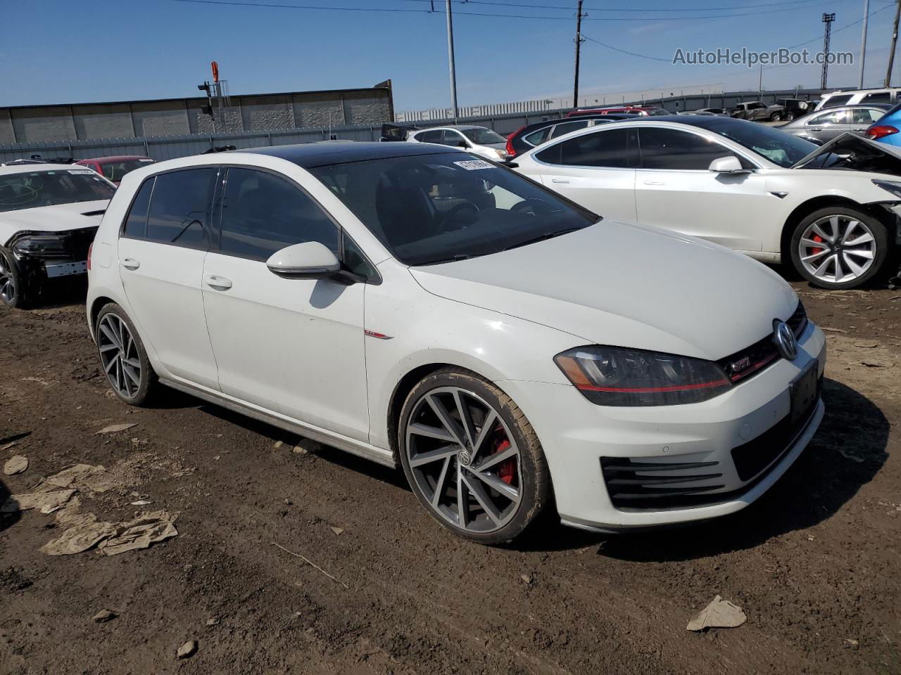 2015 Volkswagen Gti  White vin: 3VW547AU2FM075998