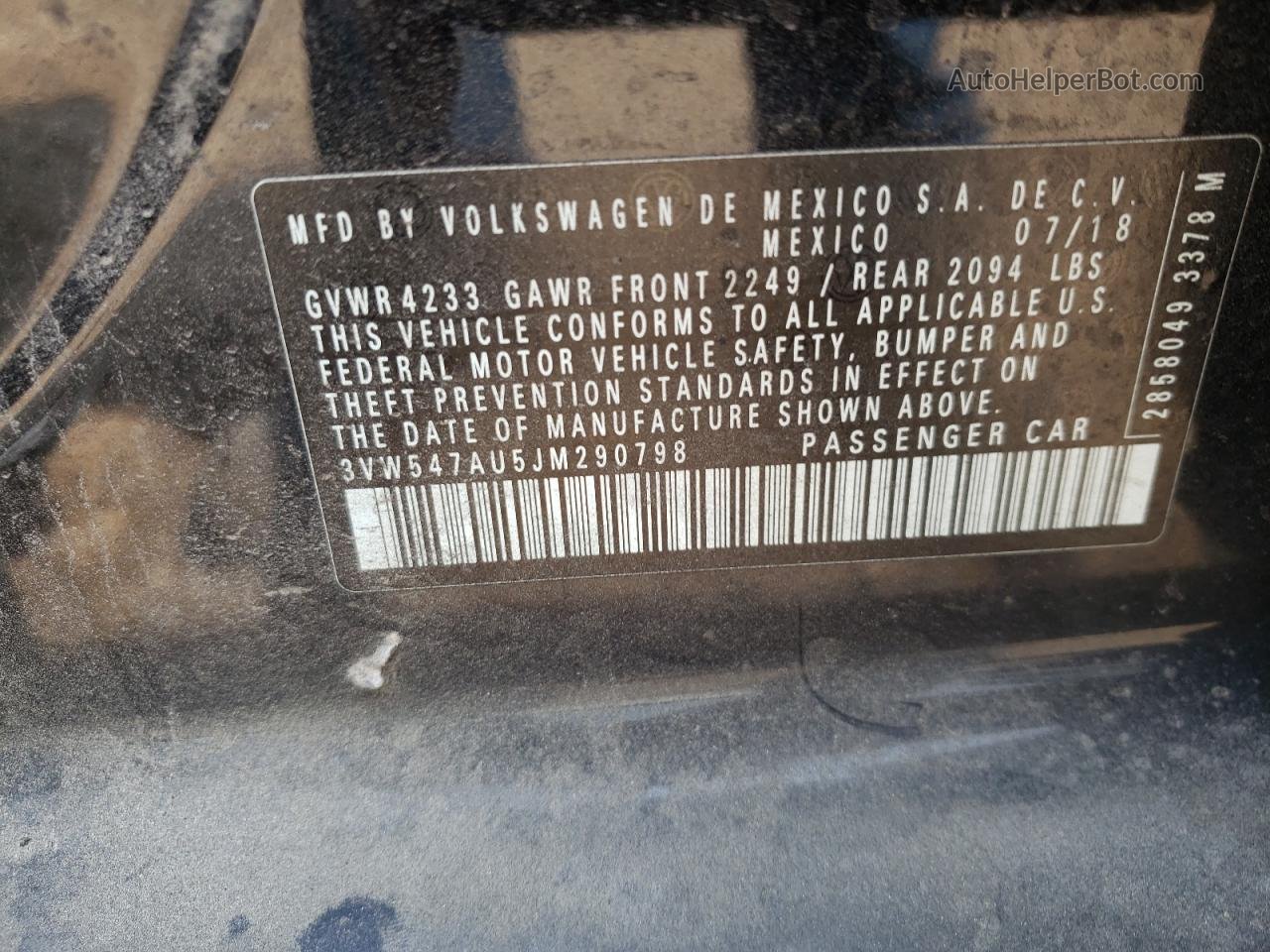 2018 Volkswagen Gti S Black vin: 3VW547AU5JM290798