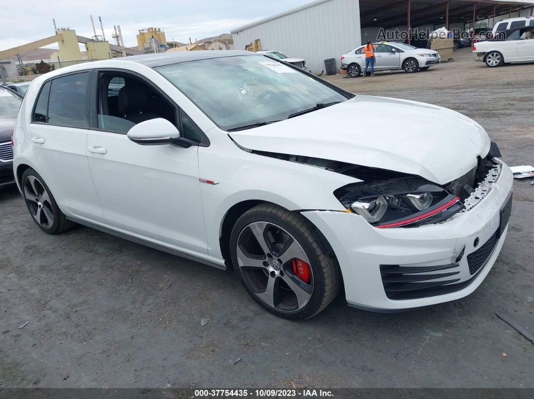 2016 Volkswagen Golf Gti Autobahn W White vin: 3VW547AU9GM063252