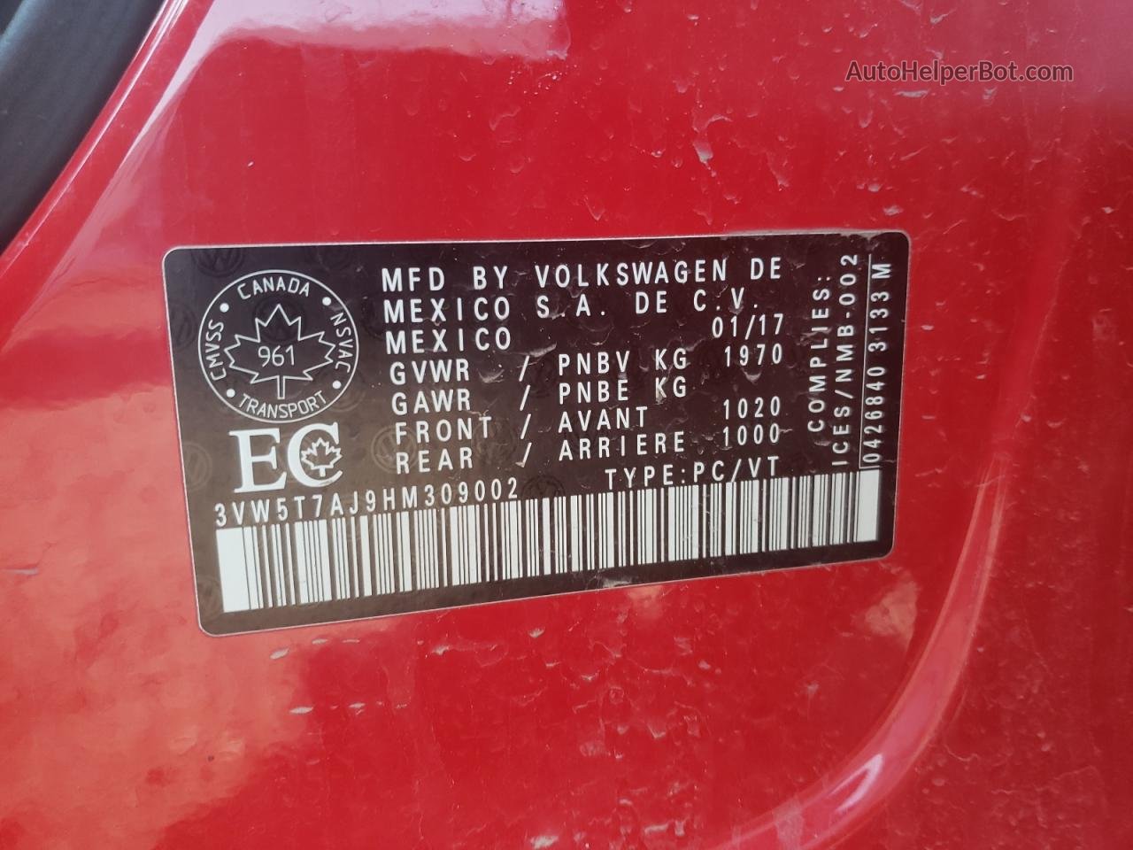2017 Volkswagen Jetta Gli Красный vin: 3VW5T7AJ9HM309002