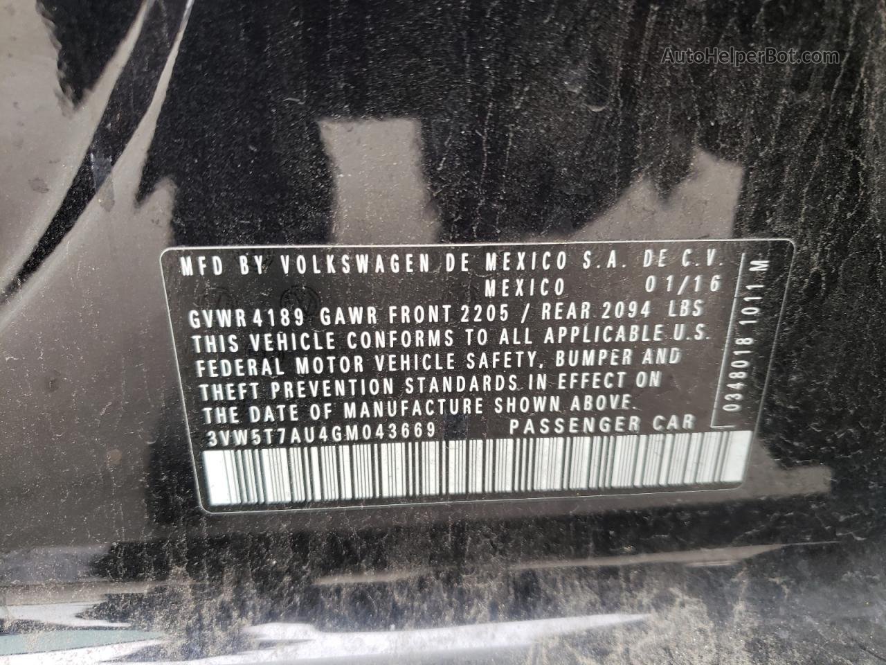 2016 Volkswagen Gti S/se Charcoal vin: 3VW5T7AU4GM043669
