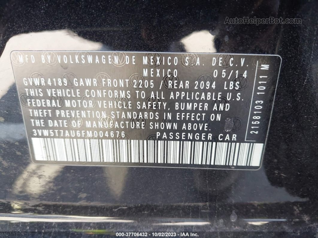 2015 Volkswagen Golf Gti 2.0t S 4-door Черный vin: 3VW5T7AU6FM004676