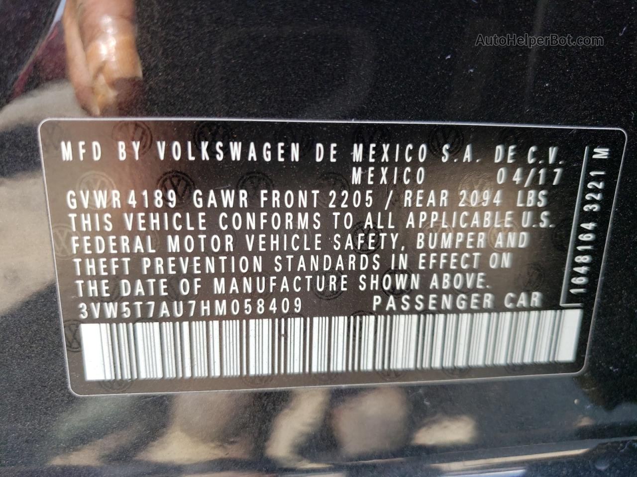 2017 Volkswagen Gti S Черный vin: 3VW5T7AU7HM058409
