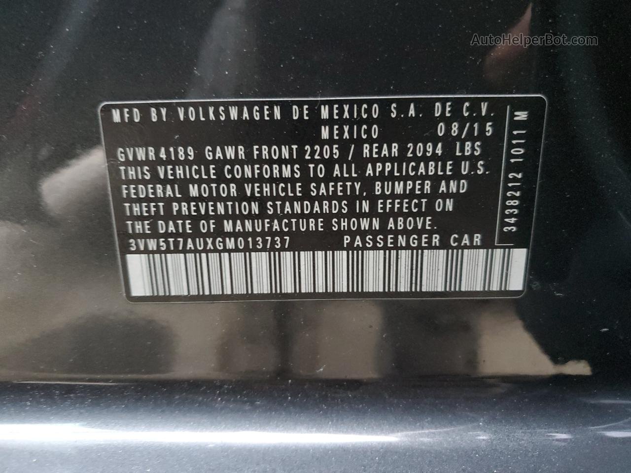 2016 Volkswagen Gti S/se Серый vin: 3VW5T7AUXGM013737