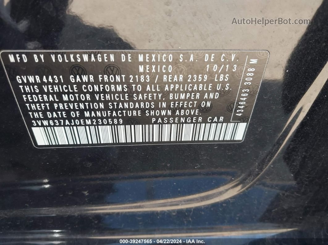 2014 Volkswagen Jetta Hybrid Sel Premium Black vin: 3VW637AJ0EM230589