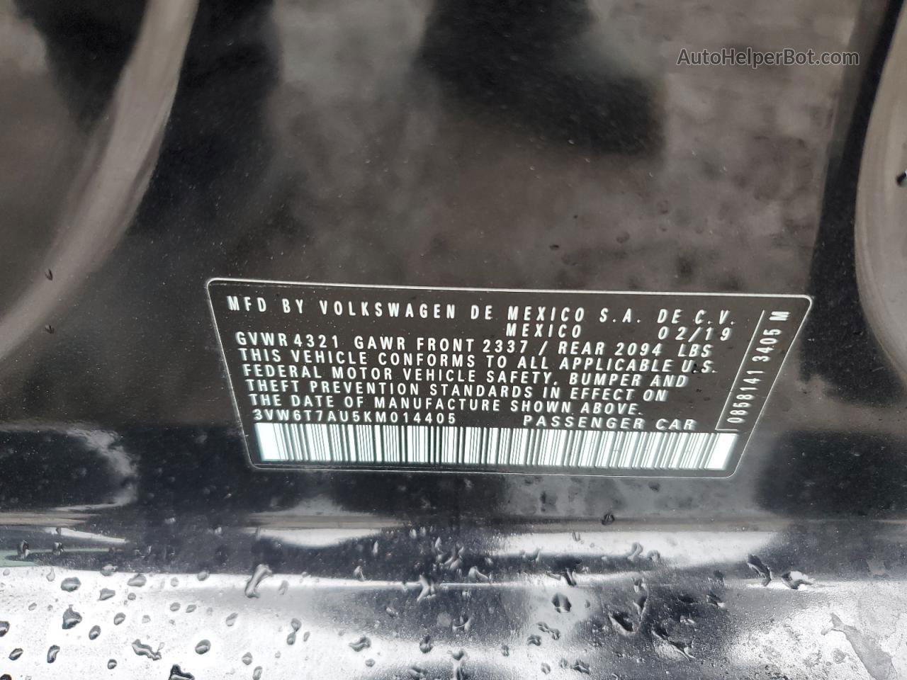 2019 Volkswagen Gti S Black vin: 3VW6T7AU5KM014405