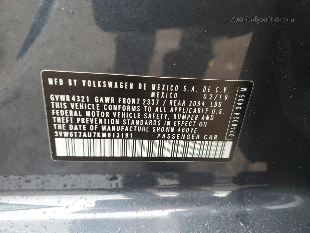 2019 Volkswagen Gti S Gray vin: 3VW6T7AU7KM013191