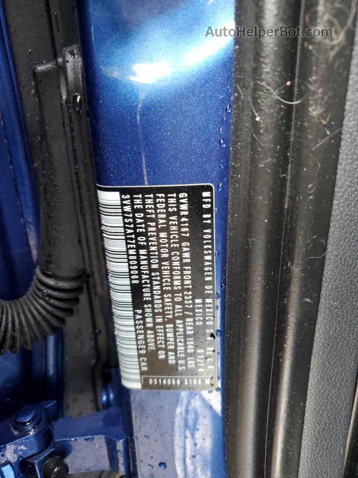 2014 Volkswagen Beetle Turbo Blue vin: 3VW7S7AT7EM809068