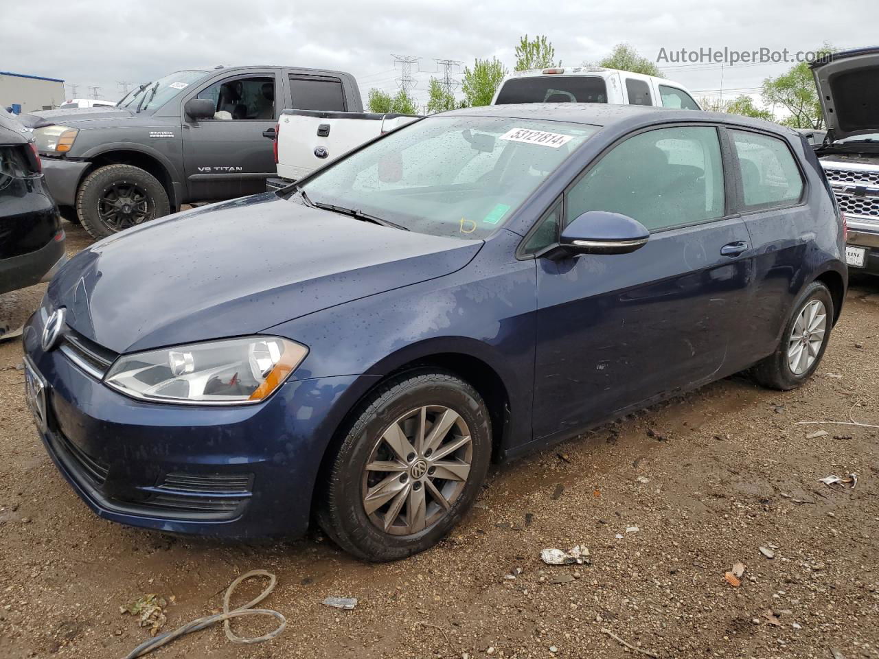 2016 Volkswagen Golf Base / S Blue vin: 3VW917AU0GM009834