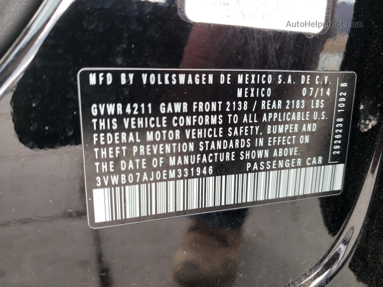 2014 Volkswagen Jetta Se Черный vin: 3VWB07AJ0EM331946