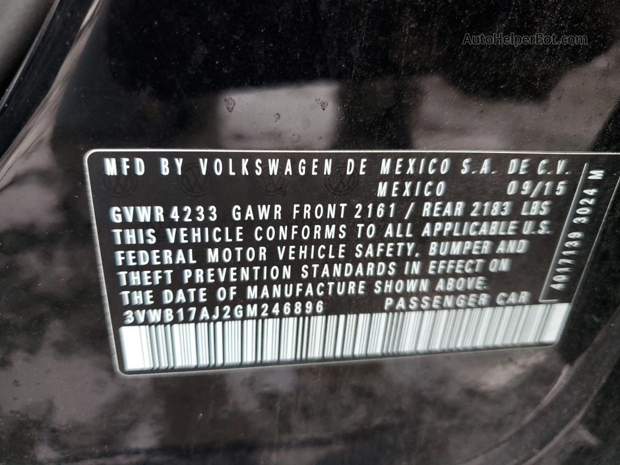 2016 Volkswagen Jetta Sport Черный vin: 3VWB17AJ2GM246896