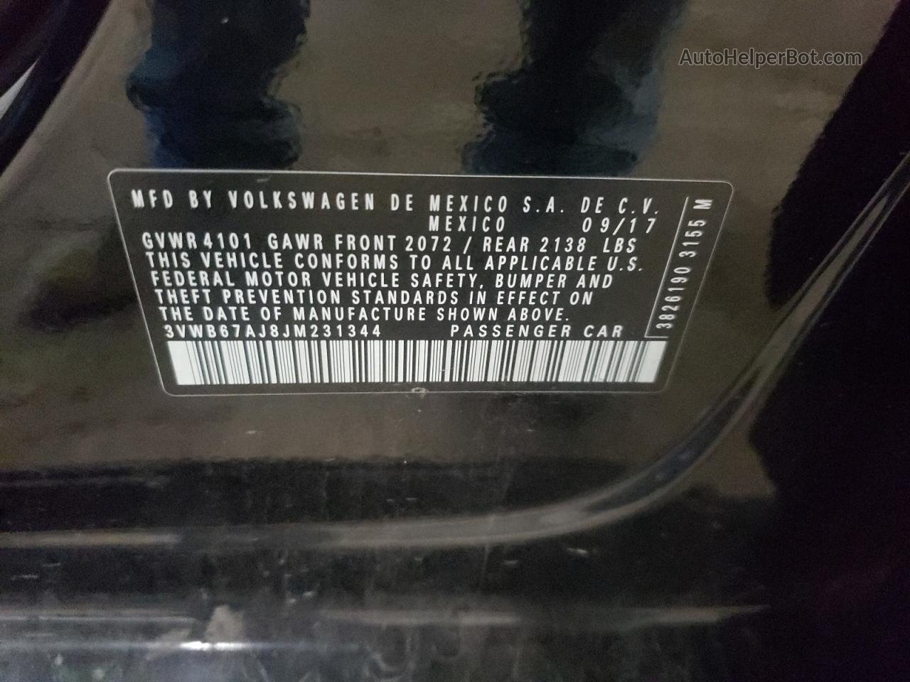 2018 Volkswagen Jetta Se Черный vin: 3VWB67AJ8JM231344