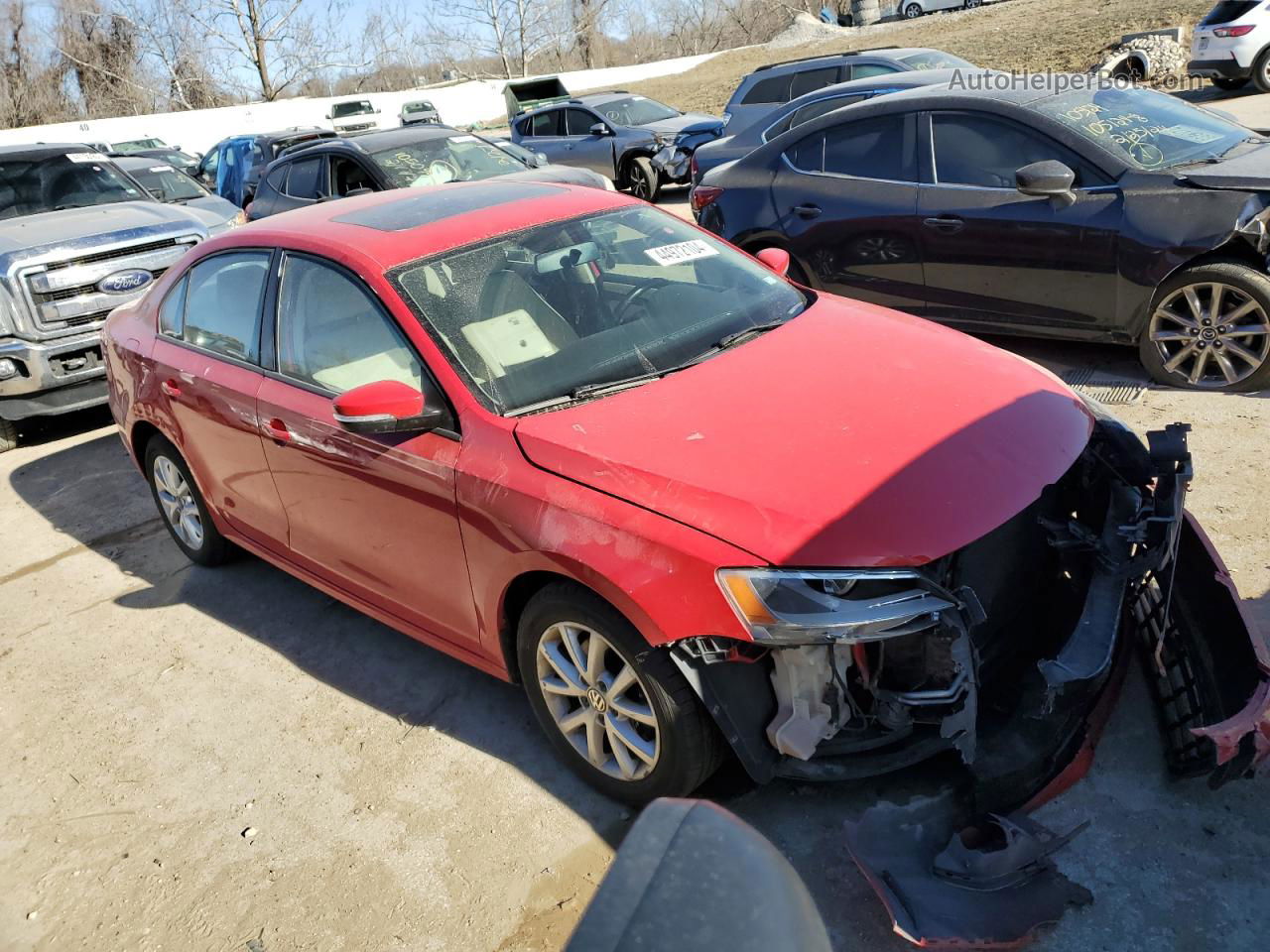 2012 Volkswagen Jetta Se Red vin: 3VWBP7AJ4CM317248