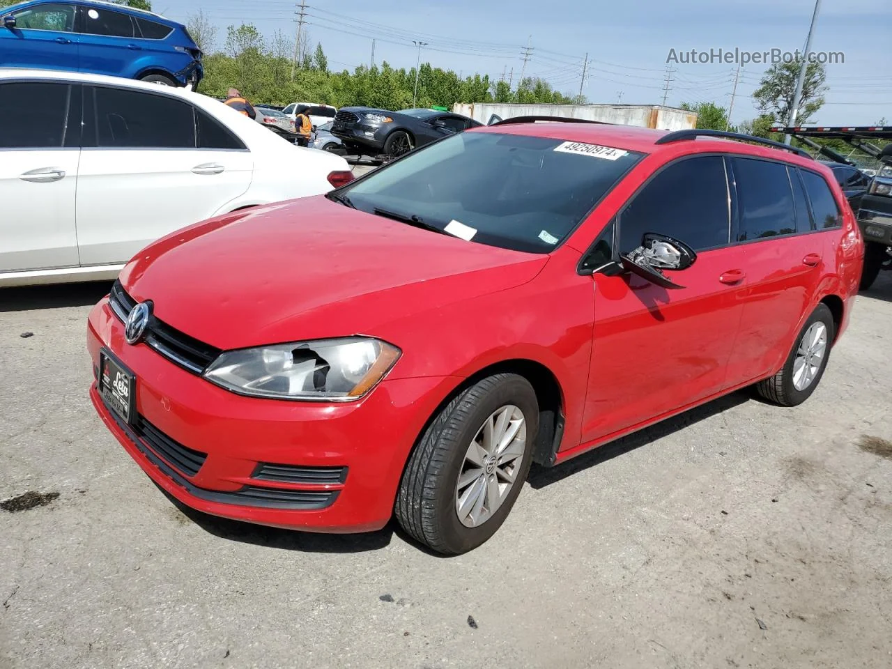 2015 Volkswagen Golf Sportwagen S Red vin: 3VWC17AU1FM515743