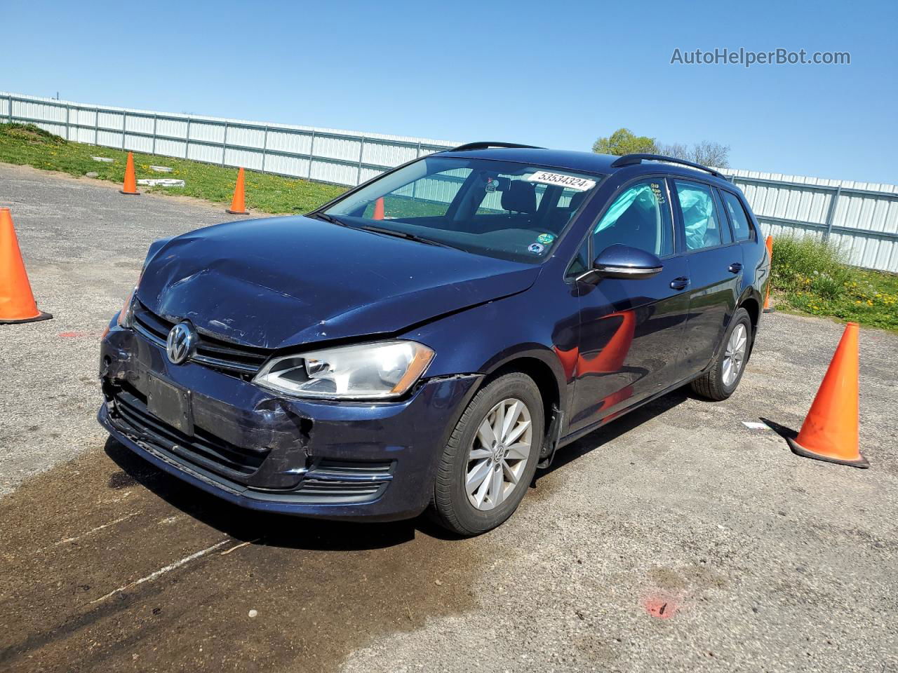 2016 Volkswagen Golf Sportwagen S Синий vin: 3VWC17AU4GM500798