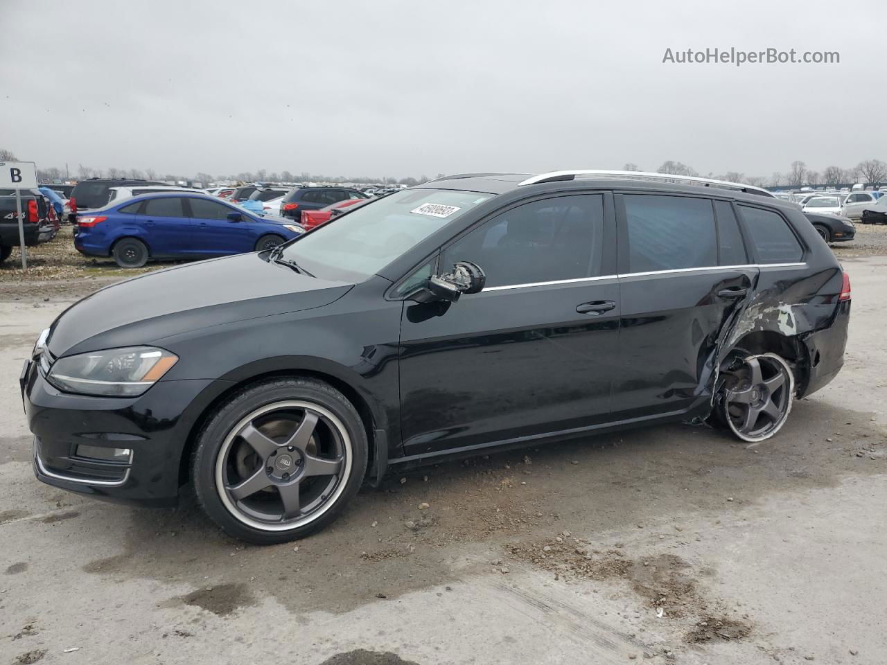 2016 Volkswagen Golf Sportwagen S Black vin: 3VWC17AU6GM514976