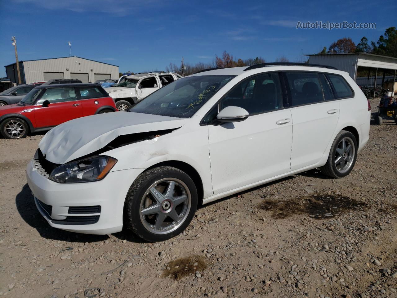 2015 Volkswagen Golf Sportwagen S White vin: 3VWC17AU8FM513276