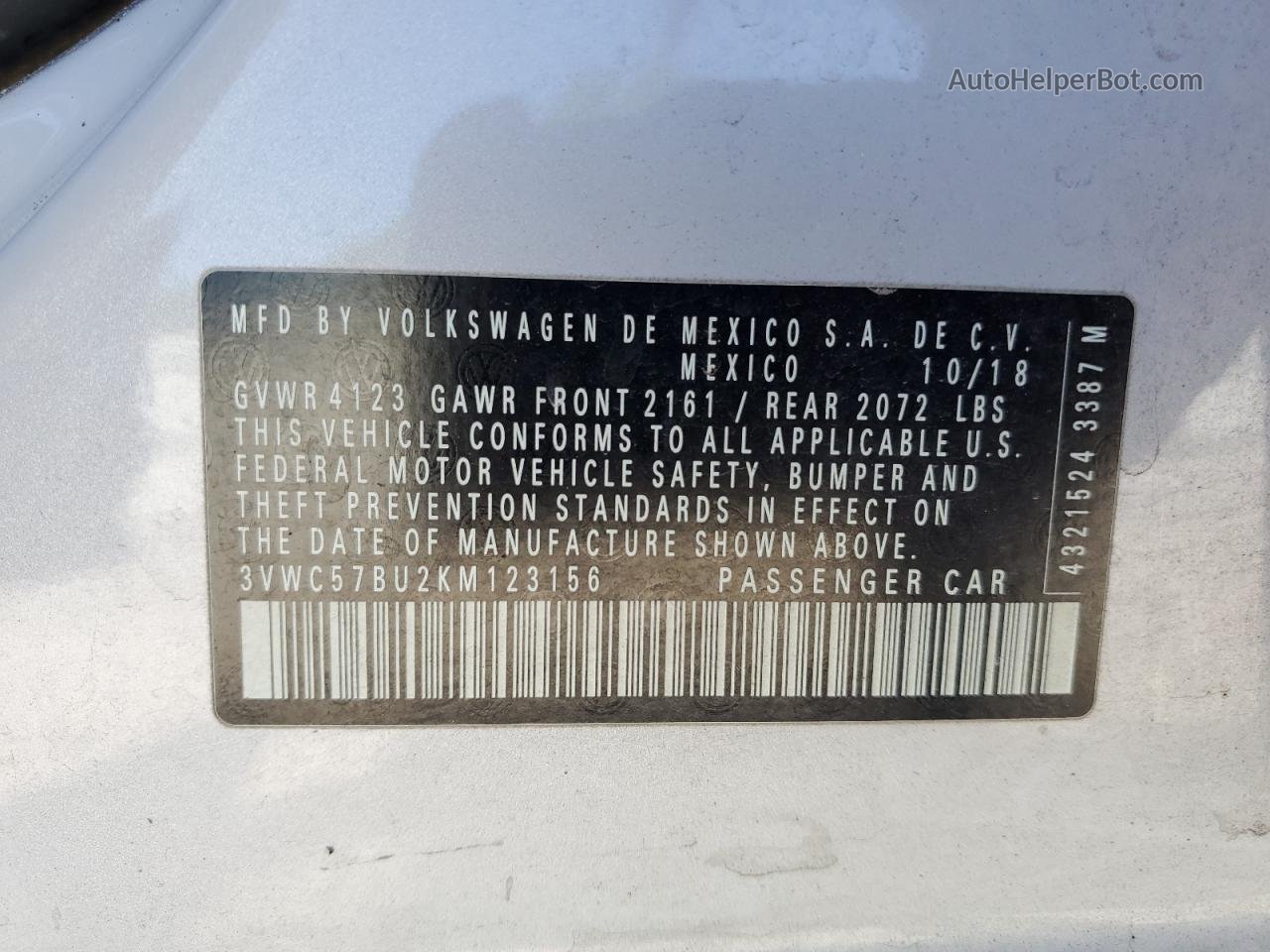 2019 Volkswagen Jetta S Gray vin: 3VWC57BU2KM123156