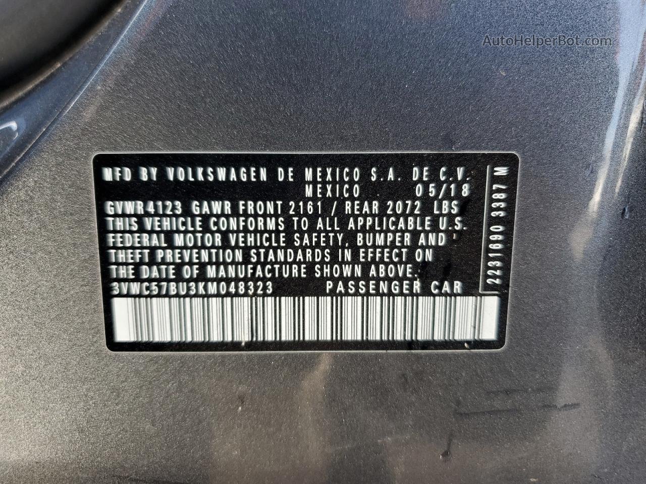 2019 Volkswagen Jetta S Серый vin: 3VWC57BU3KM048323