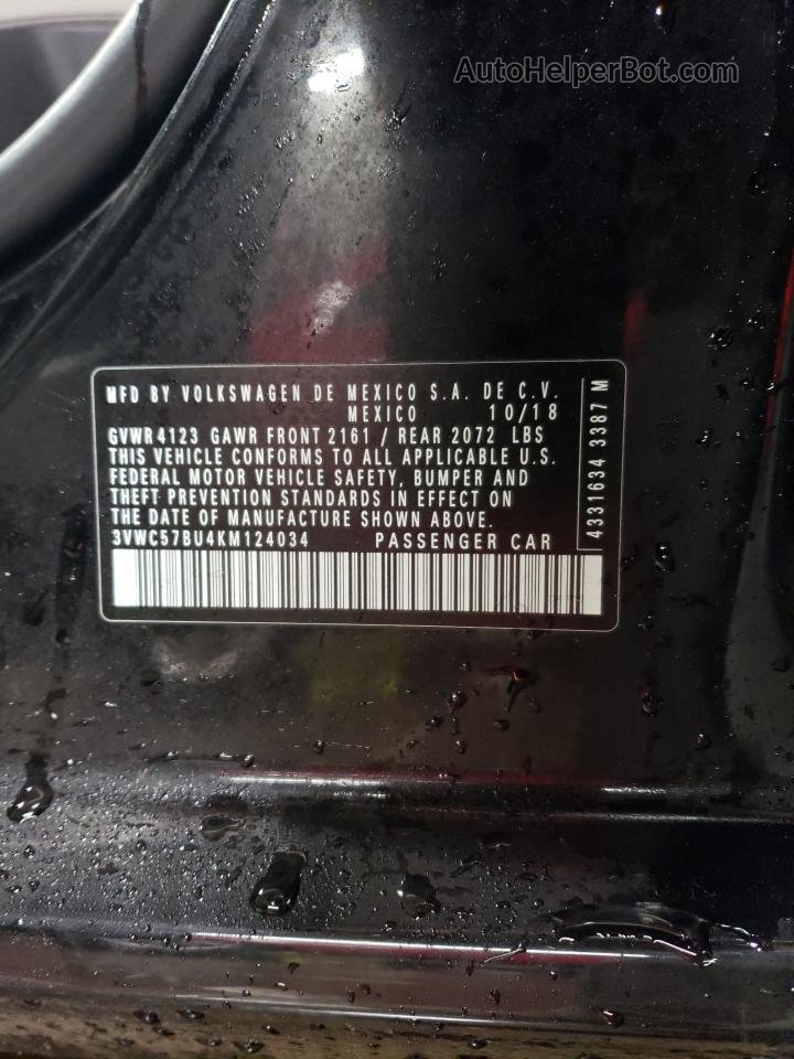 2019 Volkswagen Jetta S Black vin: 3VWC57BU4KM124034