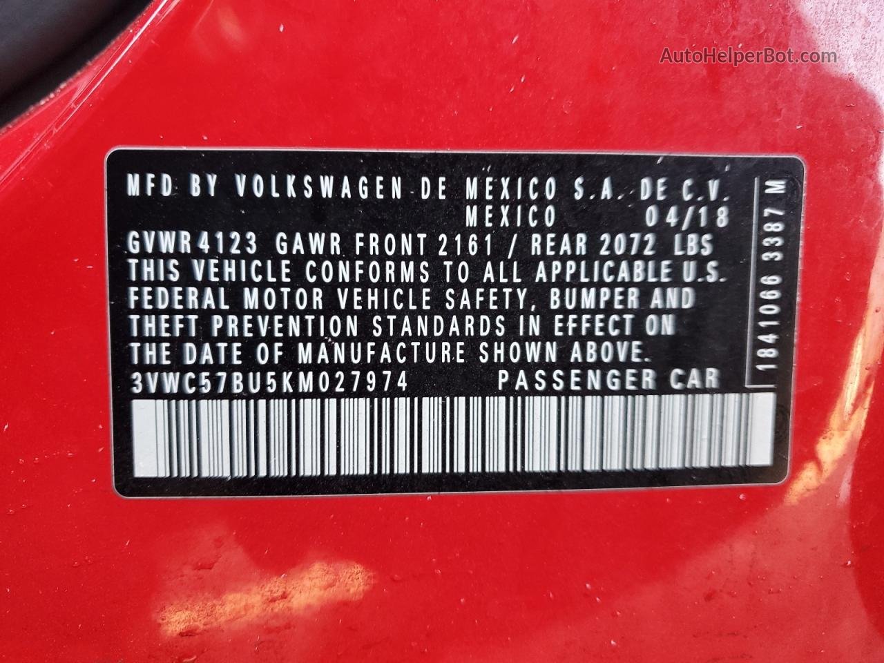 2019 Volkswagen Jetta S Красный vin: 3VWC57BU5KM027974